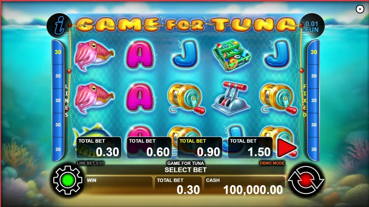 Tampilan layar permainan slot Game for Tuna di perangkat seluler