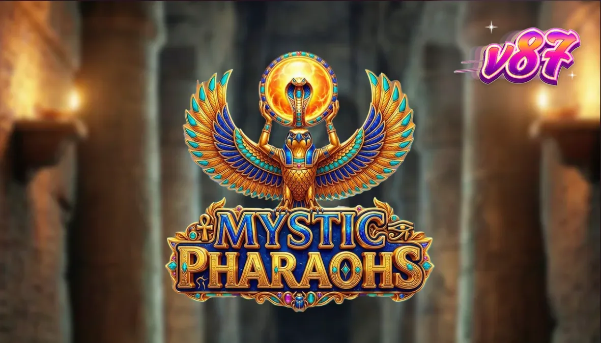 Tampilan visual slot Mystic Pharaoh dengan simbol Mesir Kuno dan gulungan 3x5.